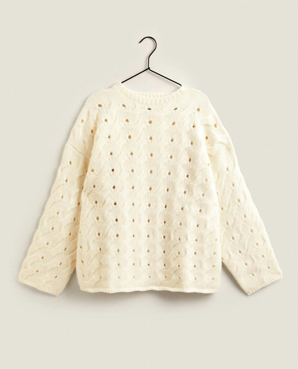 SUÉTER DE CASHMERE COM TRICÔ DE CABO