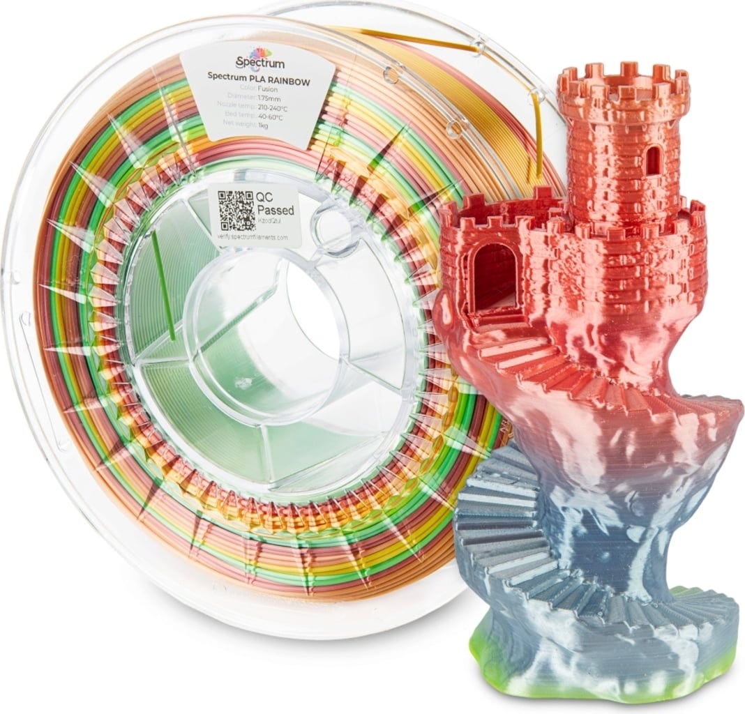 Spectrum  PLA Silk Rainbow Fusion, 1,75 mm / 1000 g    PLA Material mit Farbverläufen & Satineffekt