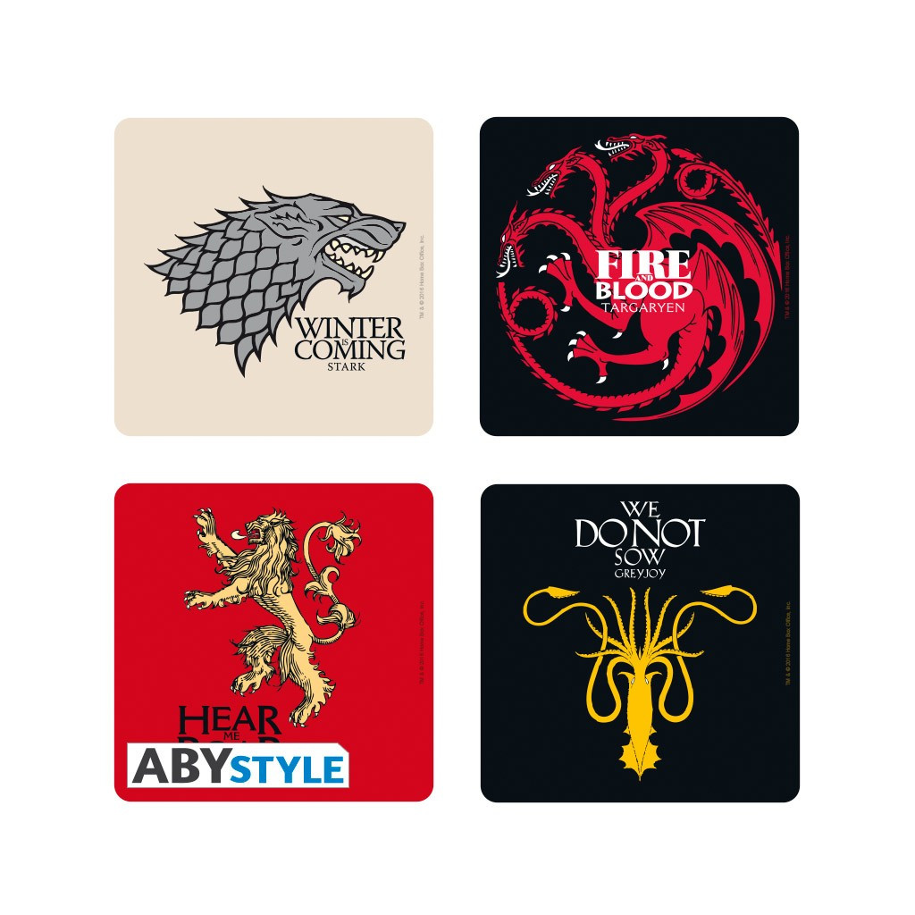 Game of Thrones - Set de 4 Dessous de Verre - Maisons