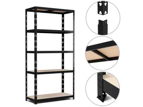 Etagère de Rangement modulable et polyvalente pour atelier, garage, cave...Charges Lourdes180x90x40cm - Noir