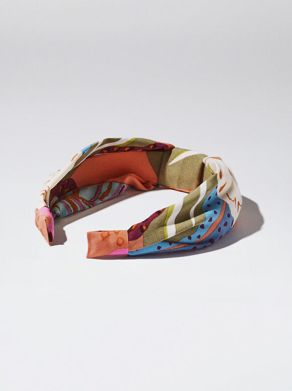Faixa de cabelo com nó largo - Multicolorida