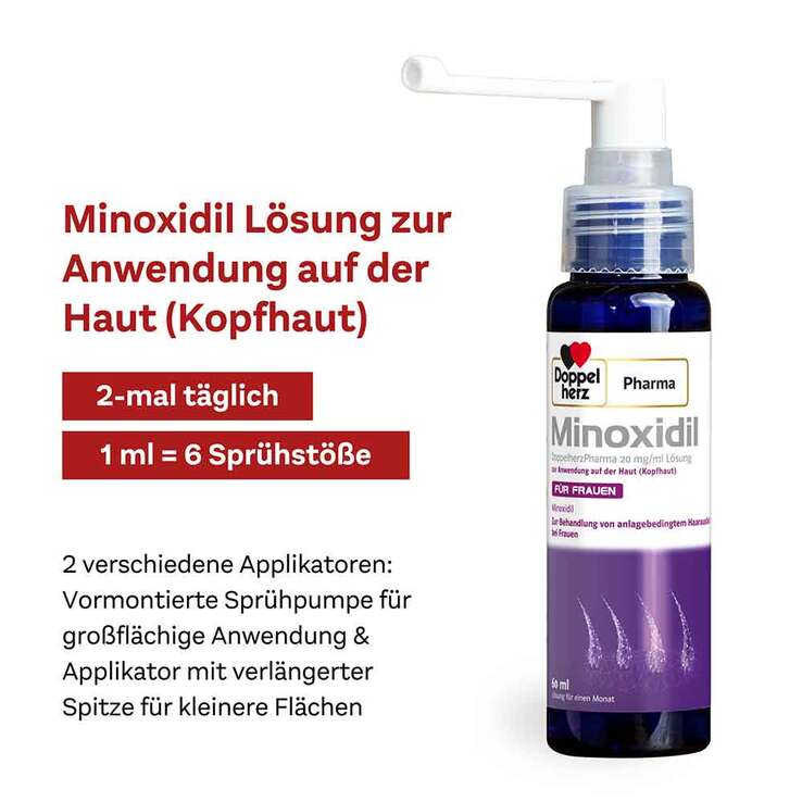 MINOXIDIL DoppelherzPharma 20 mg/ml Lösung für Frauen, 3X60 ml
