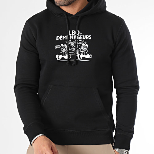 Sweat Capuche Drop Collection Déménageurs Noir Blanc