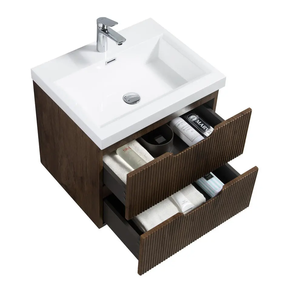 Badplaats Badkamermeubel Set Thermis 60cm - Walnoot Bruin - Badmeubel met