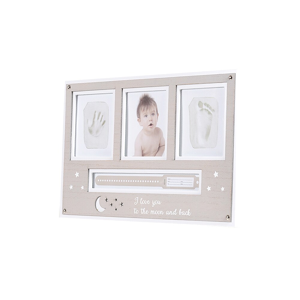 Cangaroo Baby Hand- und Fußabdruckset, Fotorahmen aus Holz, für 2 Abdrücke beige