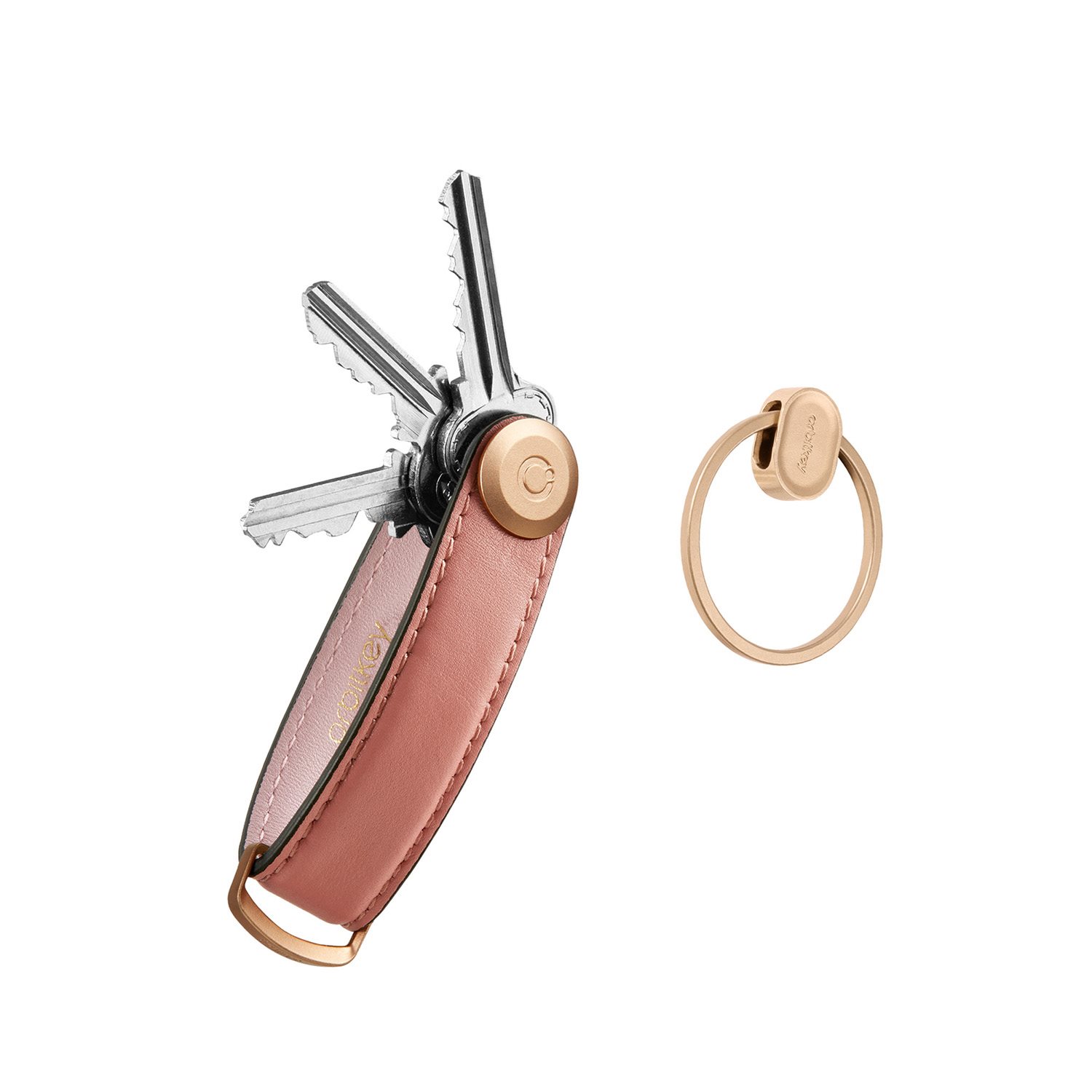 Orbitkey Leather Key Organiser + Ring V2 cotton candy