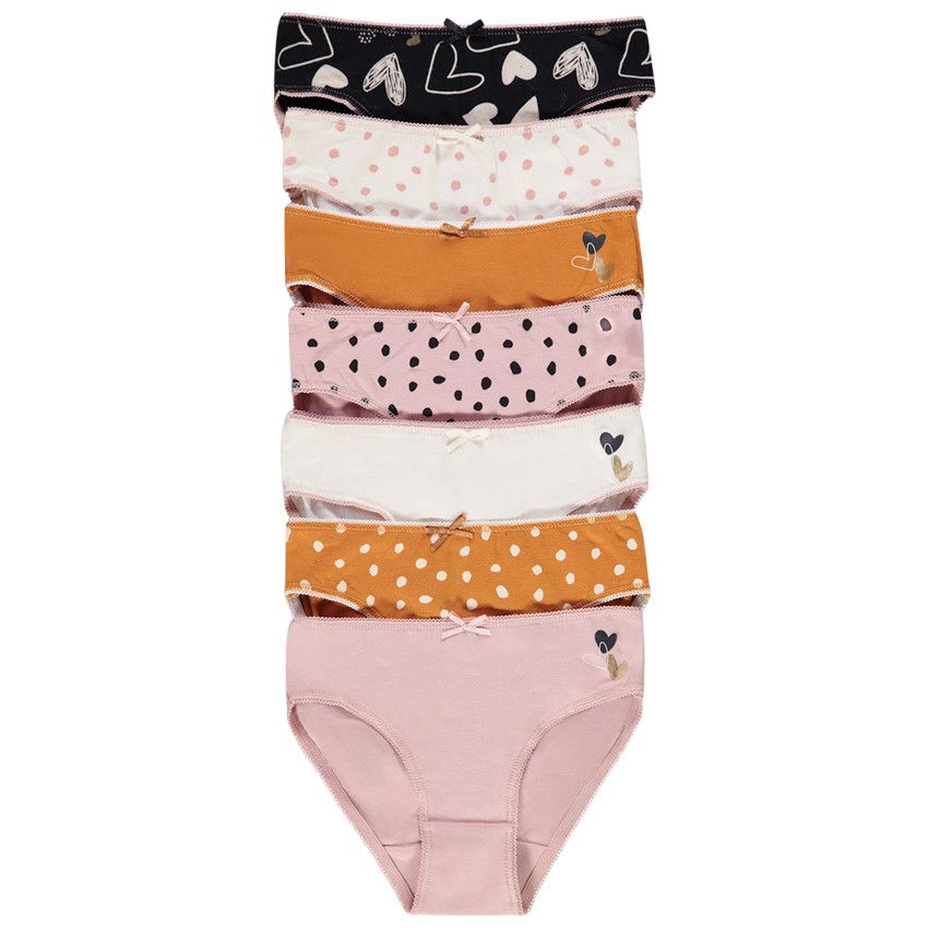 Lot de 7 culottes imprimé fantaisie pour fille - Beige