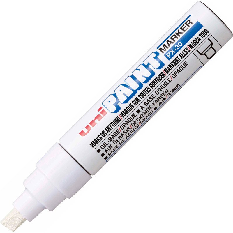 Marqueur permanent Uni Ball Paint Marker pointe biseautée 4 à 8,5 mm blanc