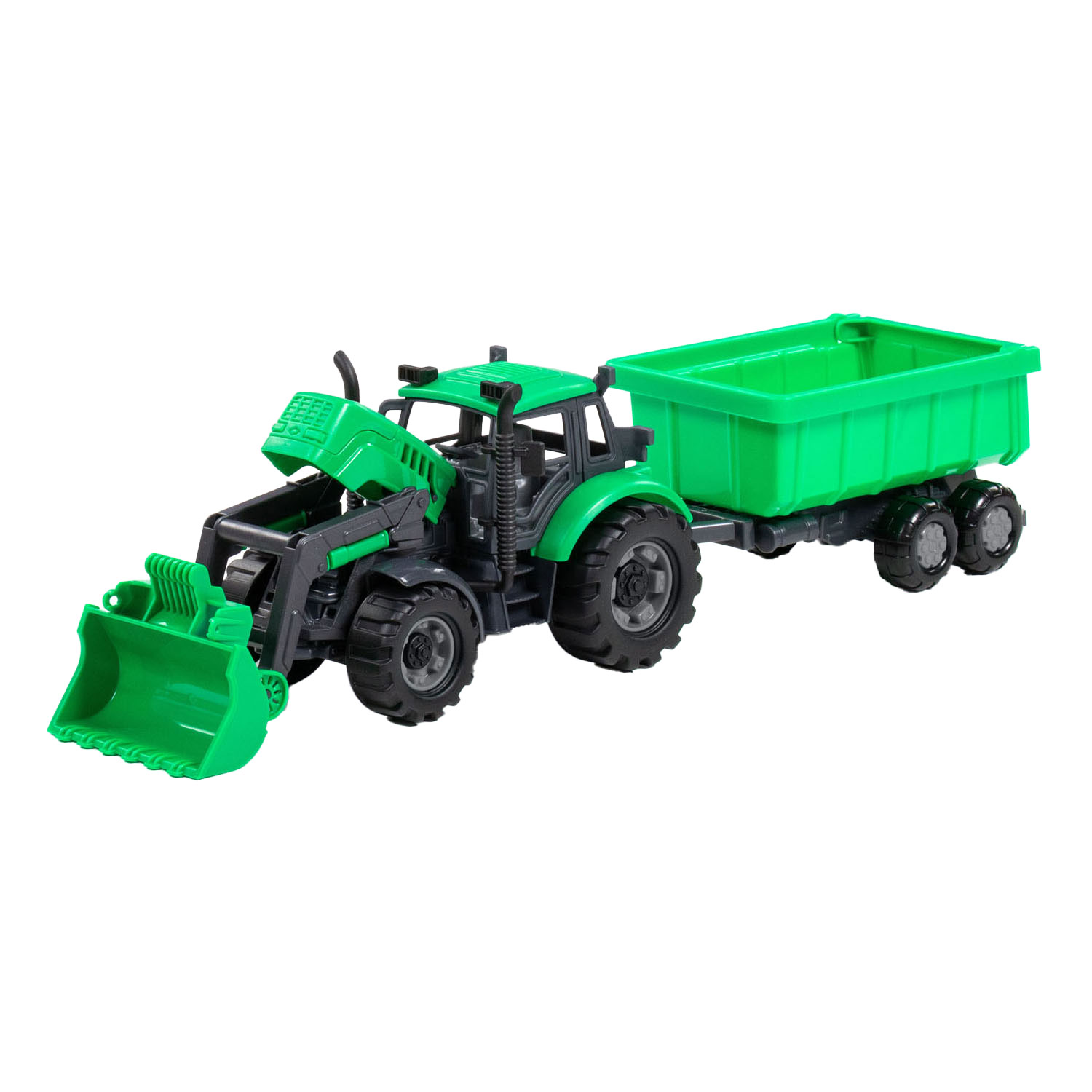 Cavallino Tractor met Lader en Aanhang Kiepwagen Groen,Schaal 1:32