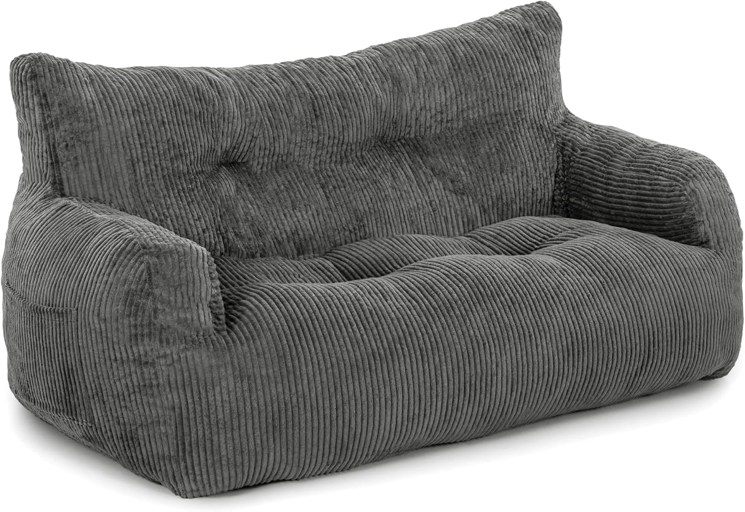 Pamapic Sitzsack, Sitzsack Erwachsene mit Füllung, Doppeltes Lounge Sessel mit Tragbarem Griff, Modernes Ergonomisches BeanBag, Indoor Sitzsäcke Stuhl für Wohnzimmer, Schlafzimmer, Spielzimmer, Grau