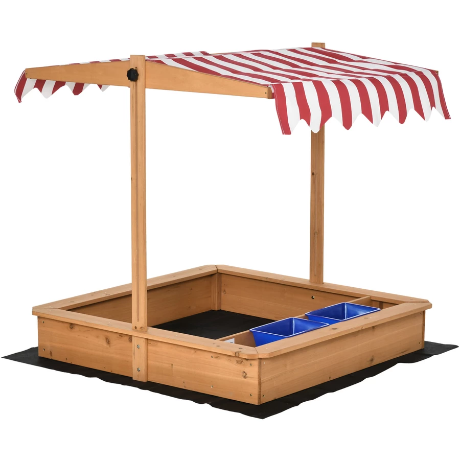 Outsunny Sandkasten mit höhenverstellbarem Dach gelb