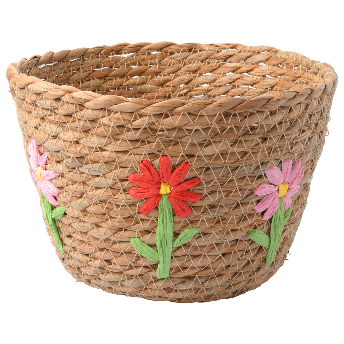 My Home Großer Deko-Korb mit Blumen-Motiv natur