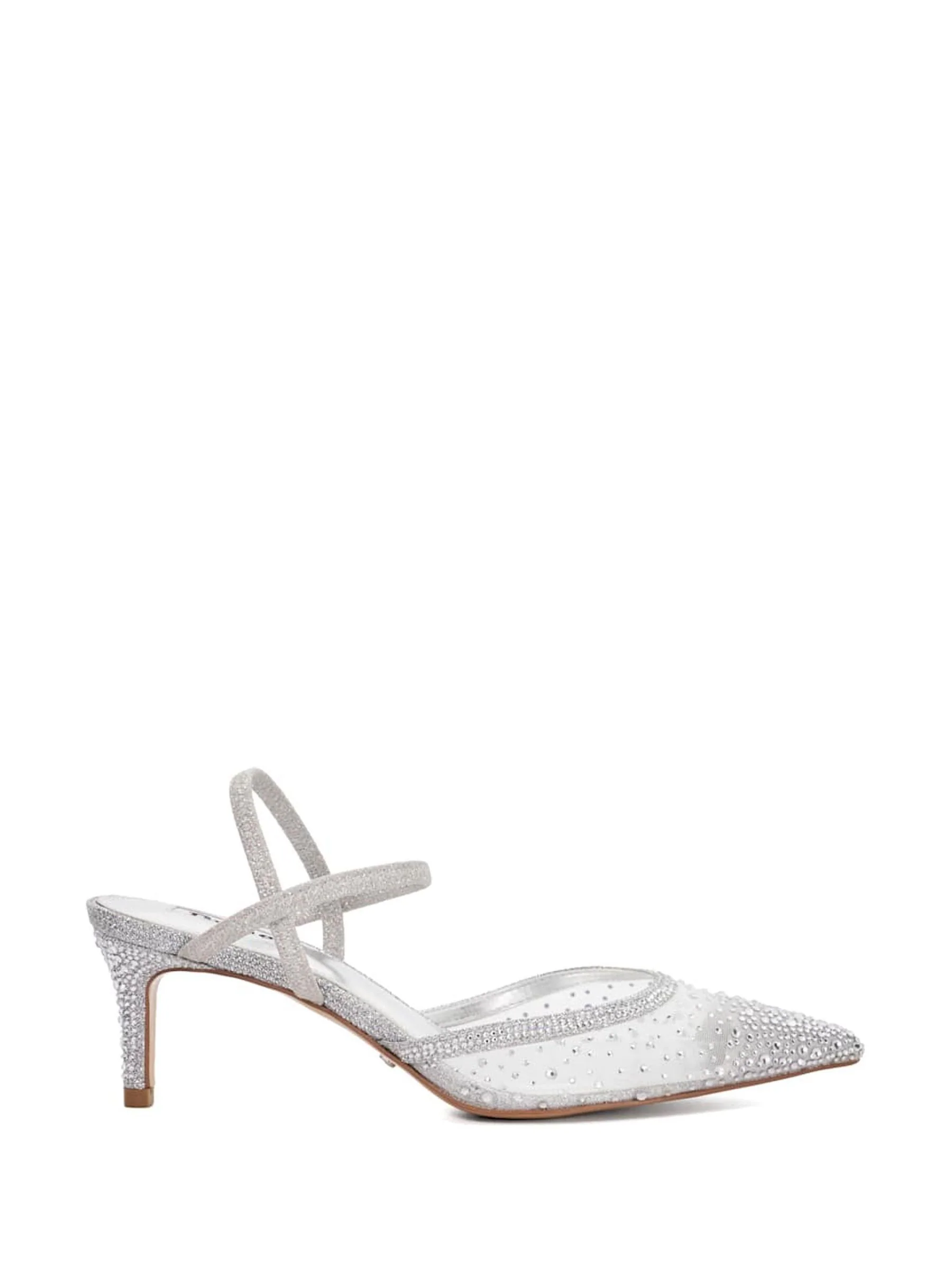 Zilver - Dune London Charismatic Pointed Metallised Fibre Slingback Heels