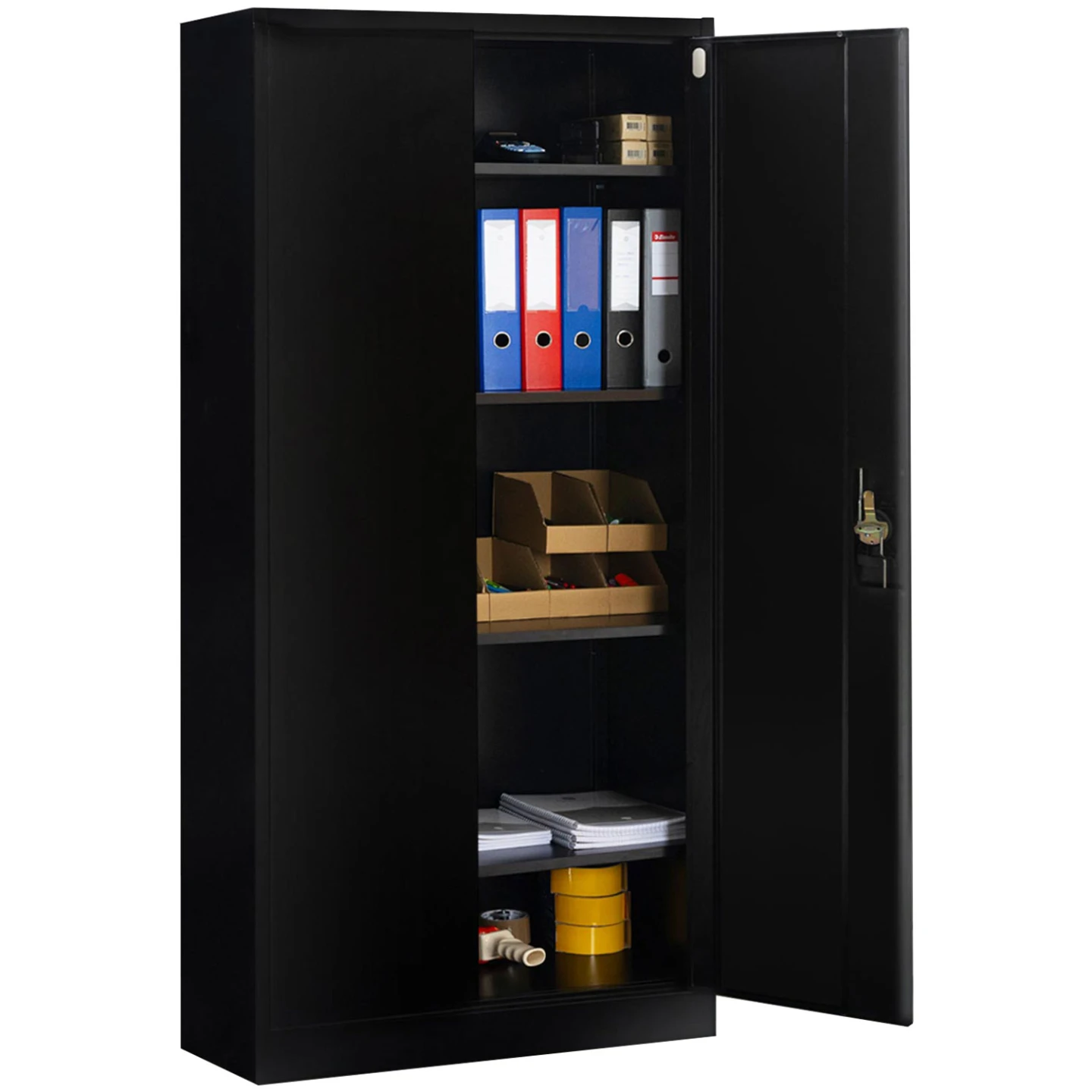 Armoire de bureau 80 x 180 cm 4 étagères modulables 5 niveaux métal noir