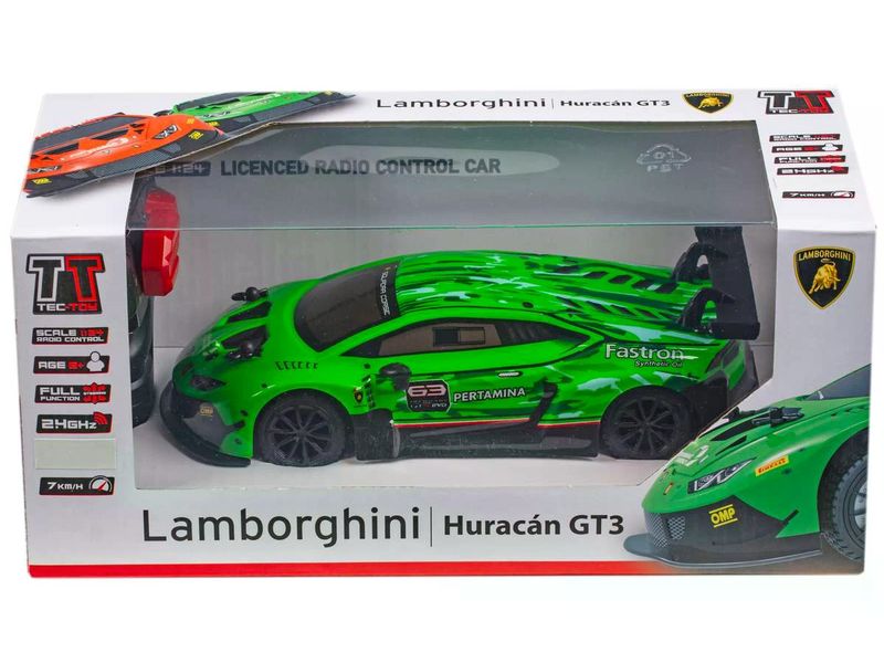 TEC-TOY Auto Lamborghini Huracan GT3 Grün, 1:24 Ferngesteuerter Sportwagen für Kinder ab 6 Jahren