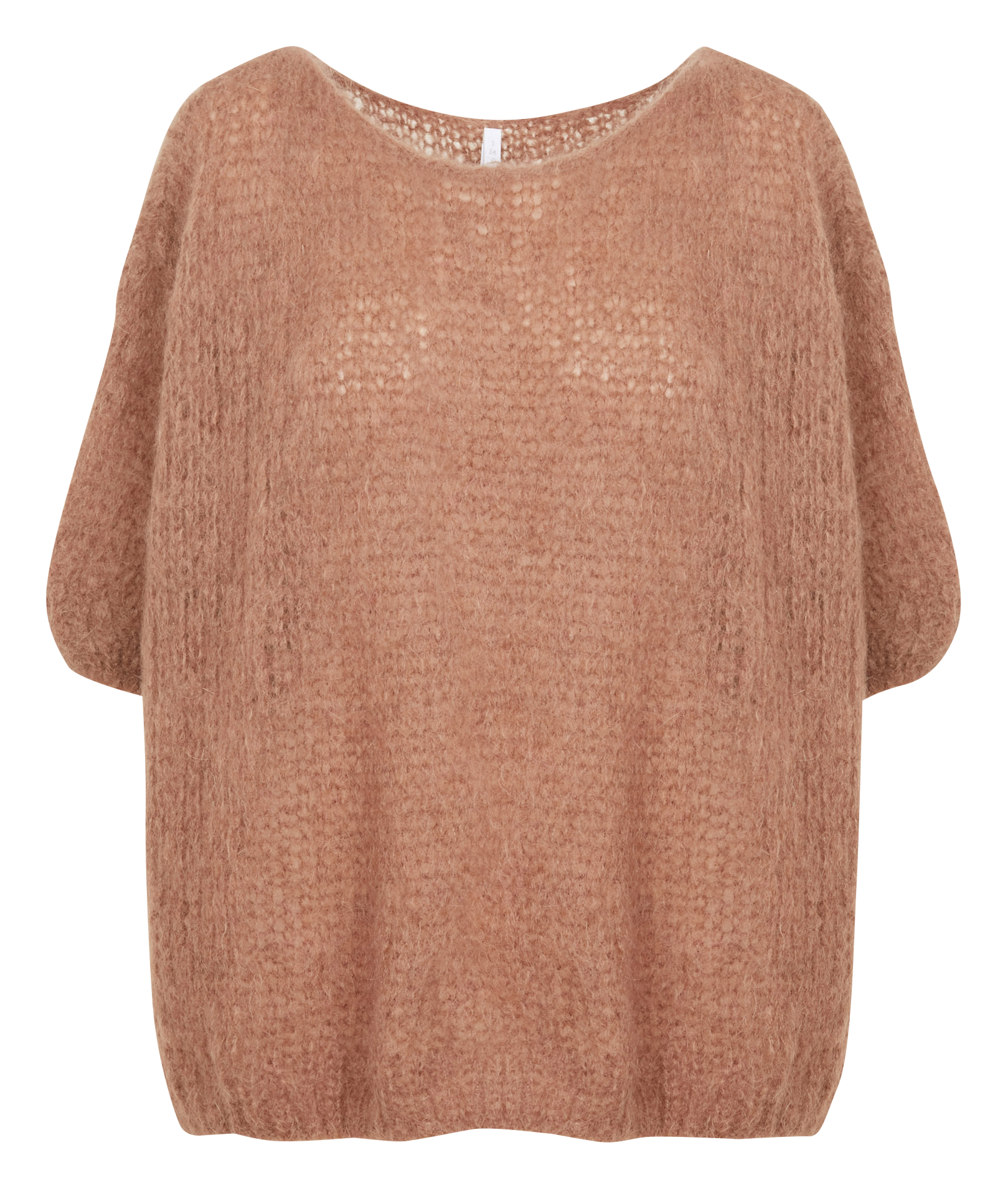 Pull col rond ample en laine mélangée | Marron