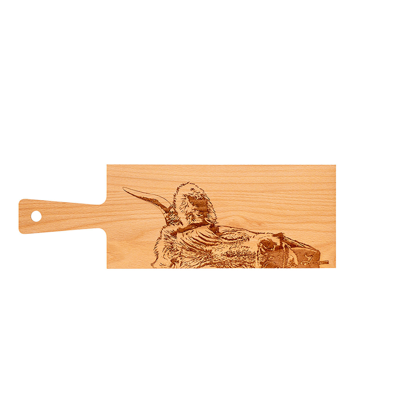 Holzbrett Zoom mit Hornkuhmotiv