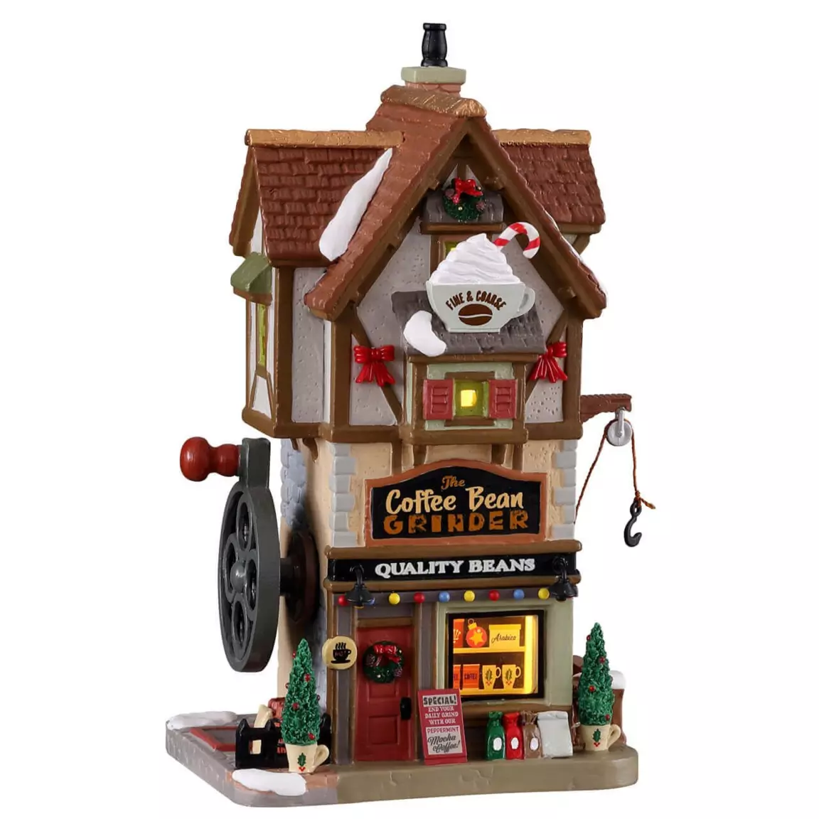 Village de Noël Lemax à piles lumineux Le Moulin à café