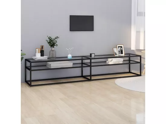Meuble TV transparent 220x40x40,5 cm verre trempé