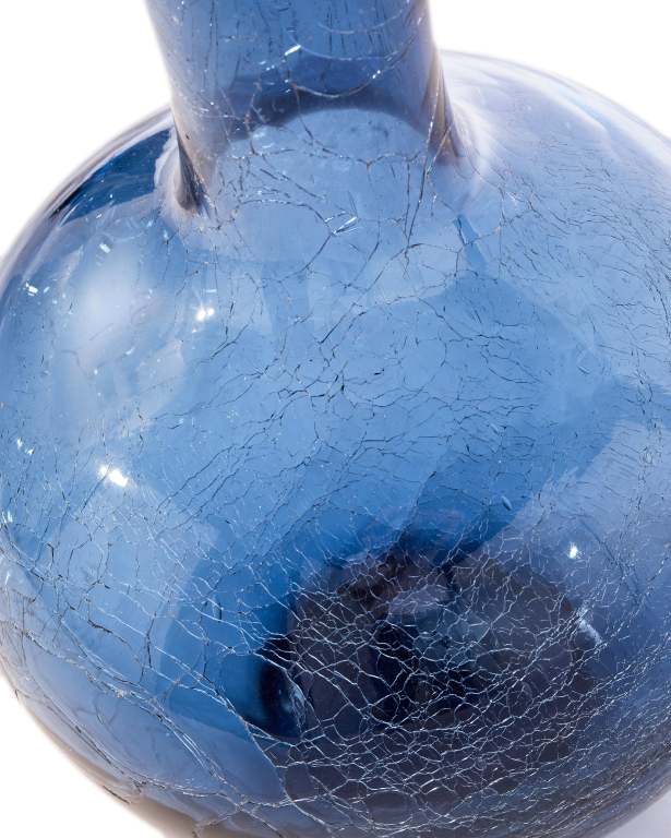 POLSPOTTEN Crackled Glass Ball Body vaas L geel