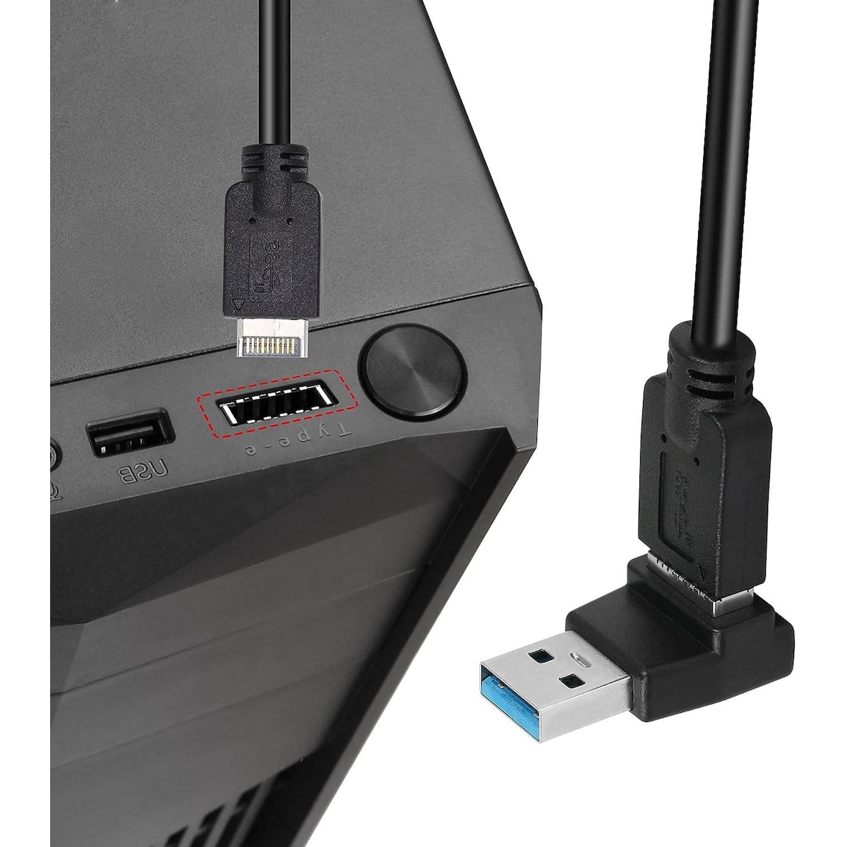 NÖRDIC Type E til USB-A 90 graders vinklet adapter