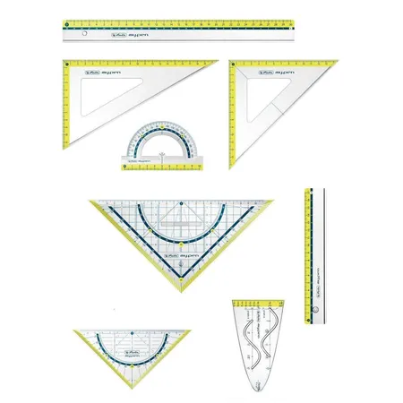 Herlitz Zeichengarnitur 8-teilig, Dreiecke, Lineale, Winkelmesser, Parabel lemon