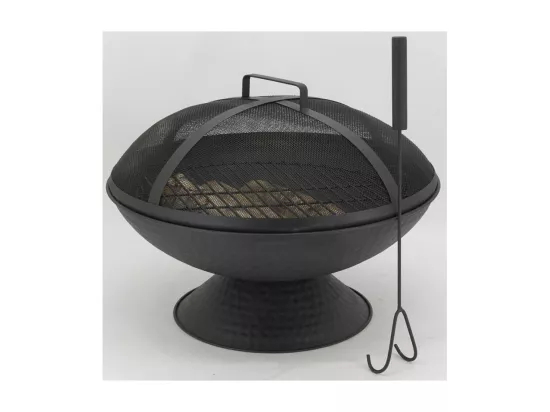 Brasero avec grille + couvercle en métal noir