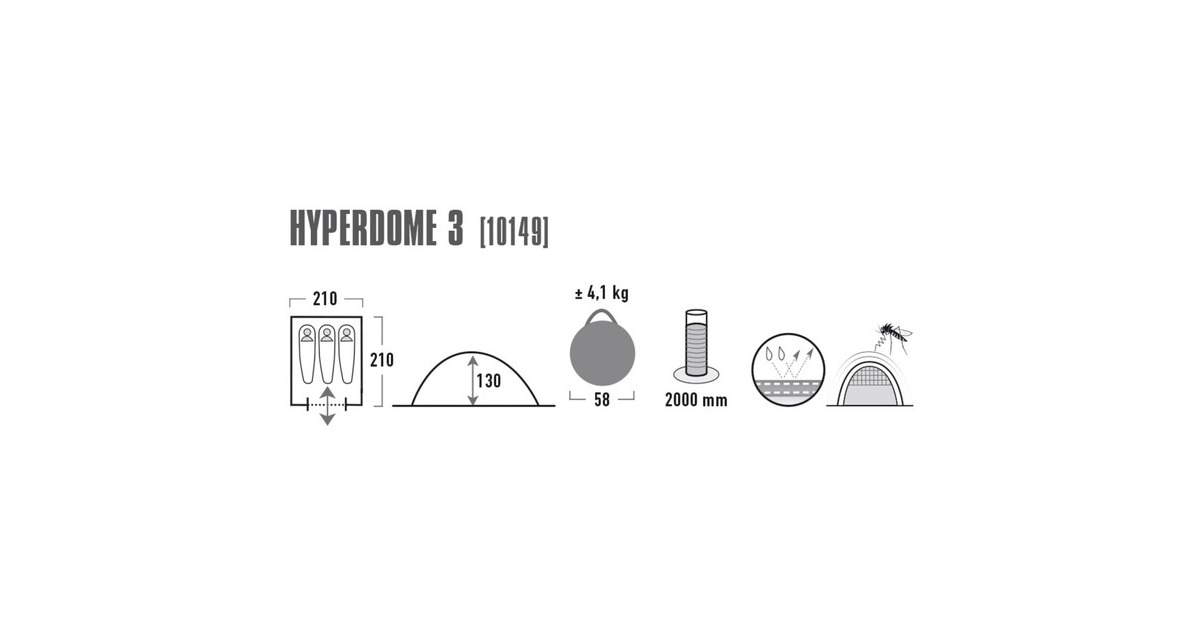 High PeakHyperdome 3P tent  (Donkergroen/lichtgroen)