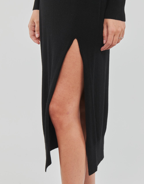 MICHAEL Michael Kors - TURTLE NK SLIT MIDI DRS Negro