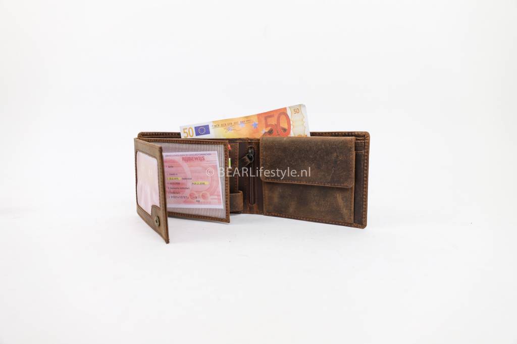 Billfold 'Jan' vintage bruin Vintage bruin