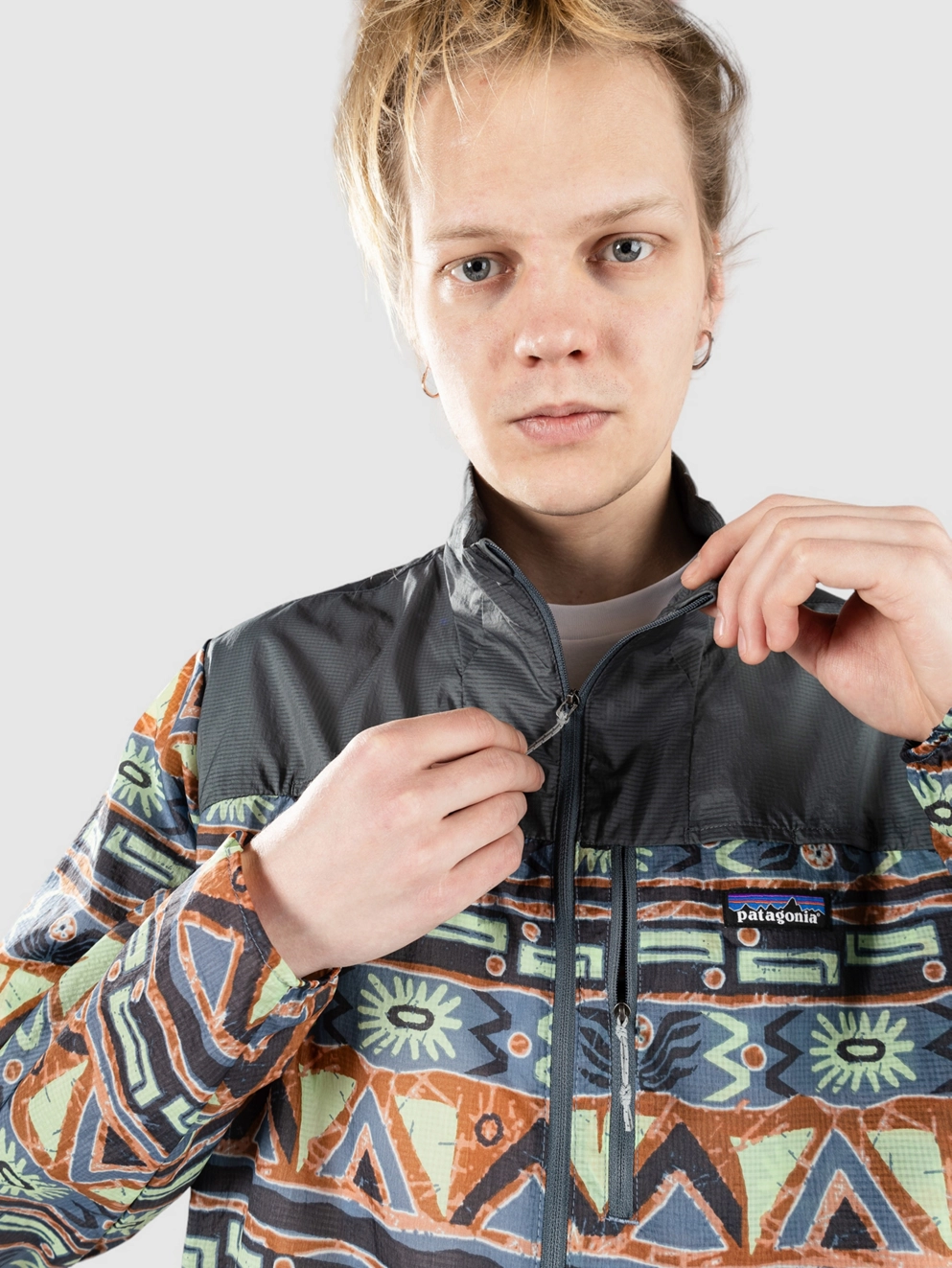 Patagonia Houdini Stash 1/2 Zip Jacket high hopes geo/forge grey