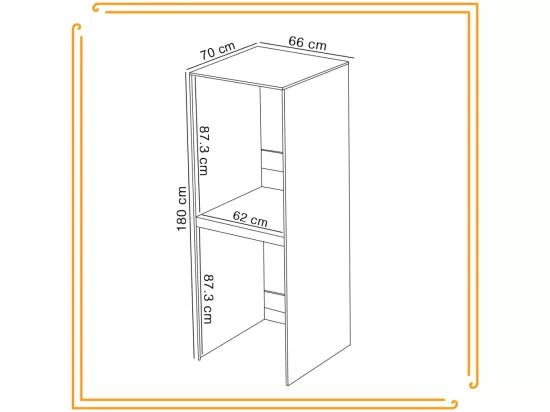 Armoire de salle de bain au-dessus de la machine à laver et du sèche-linge, étagère en chêne Lancelot.