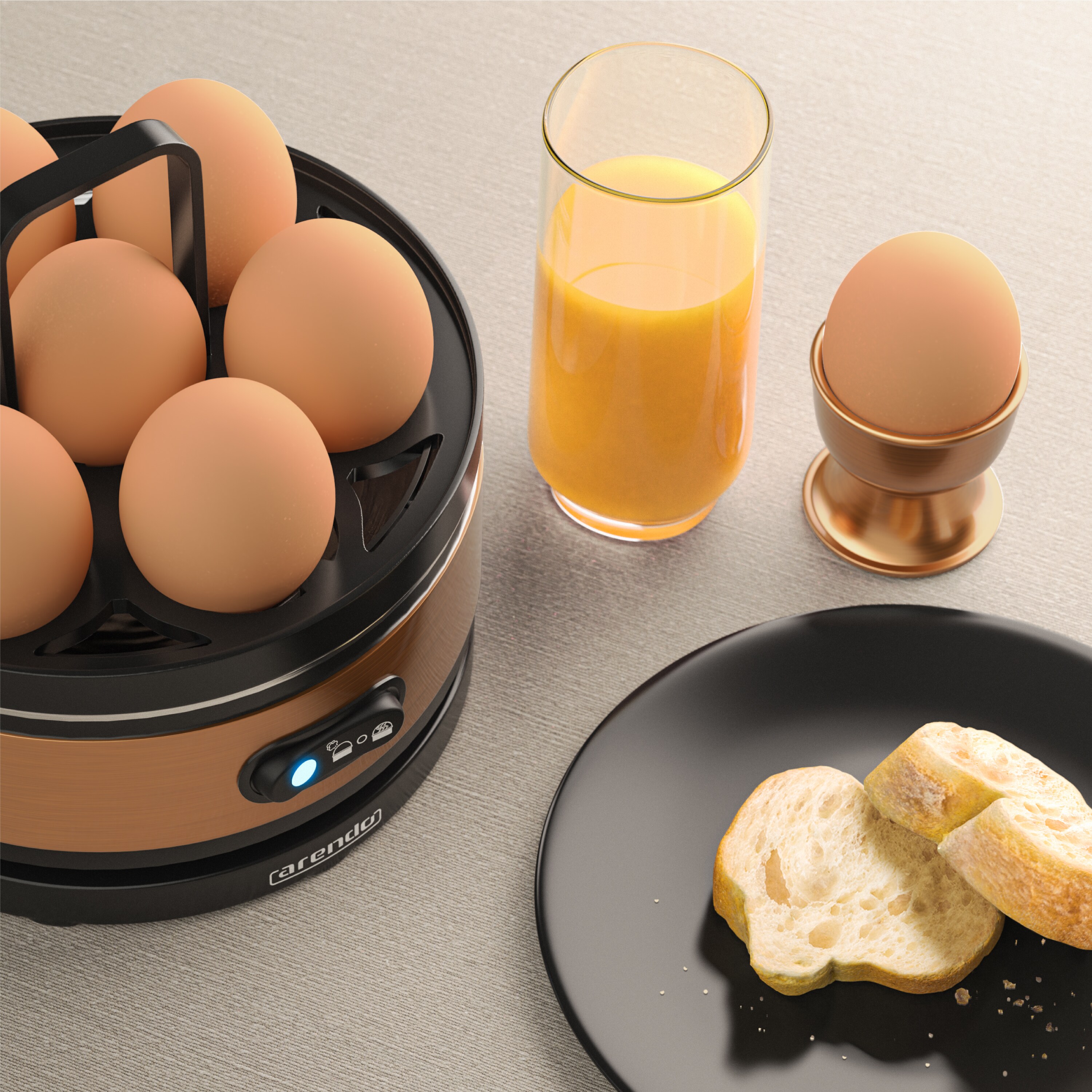 Arendo Eierkocher für 7 Eier, Edelstahl, 400 Watt, Kipp-Funktionsschalter, 3 Härtegrade wählbar, Warmhaltefunktion, Signalton - BPA-frei, Sevencook