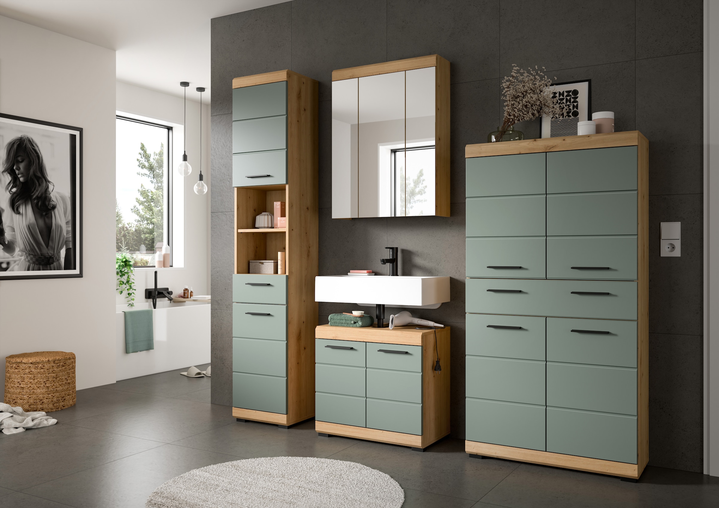 INOSIGN Midischrank »SIENA, Breite 74cm, 4 Türen, 1 Schubkasten, 4 Fächer, MDF-Front« TOPSELLER!,  in verschiedenen Farben erhältlich, Badmöbel, Badschrank, Schrank, Bad