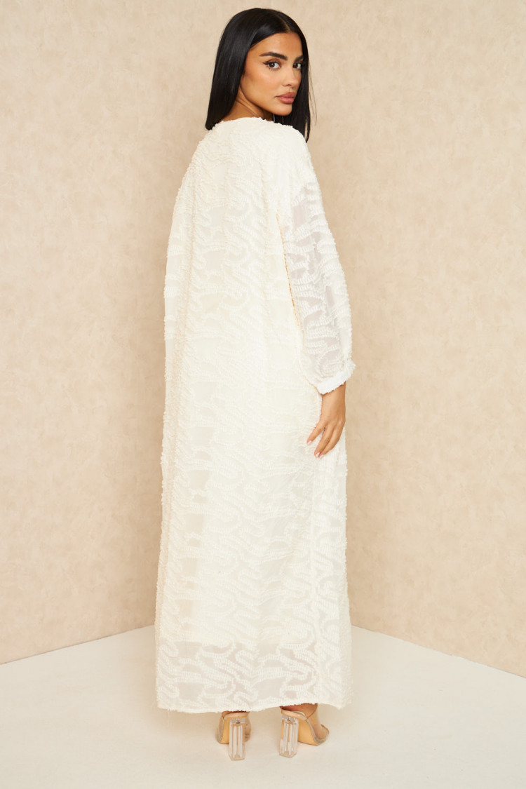 Robe gilet longue duveteuse écrue