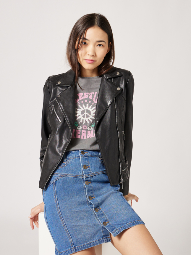Blouson court en cuir