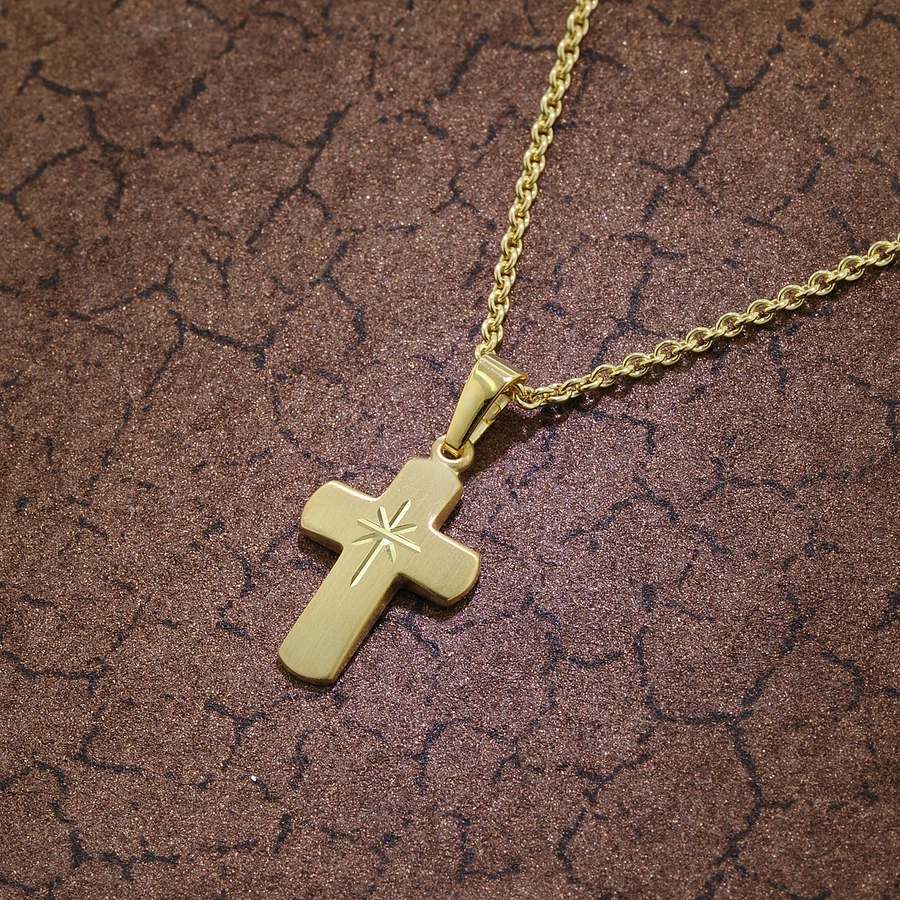 trendor Kreuz für Kinder Gold 333 mit goldplattierter Silberkette gold