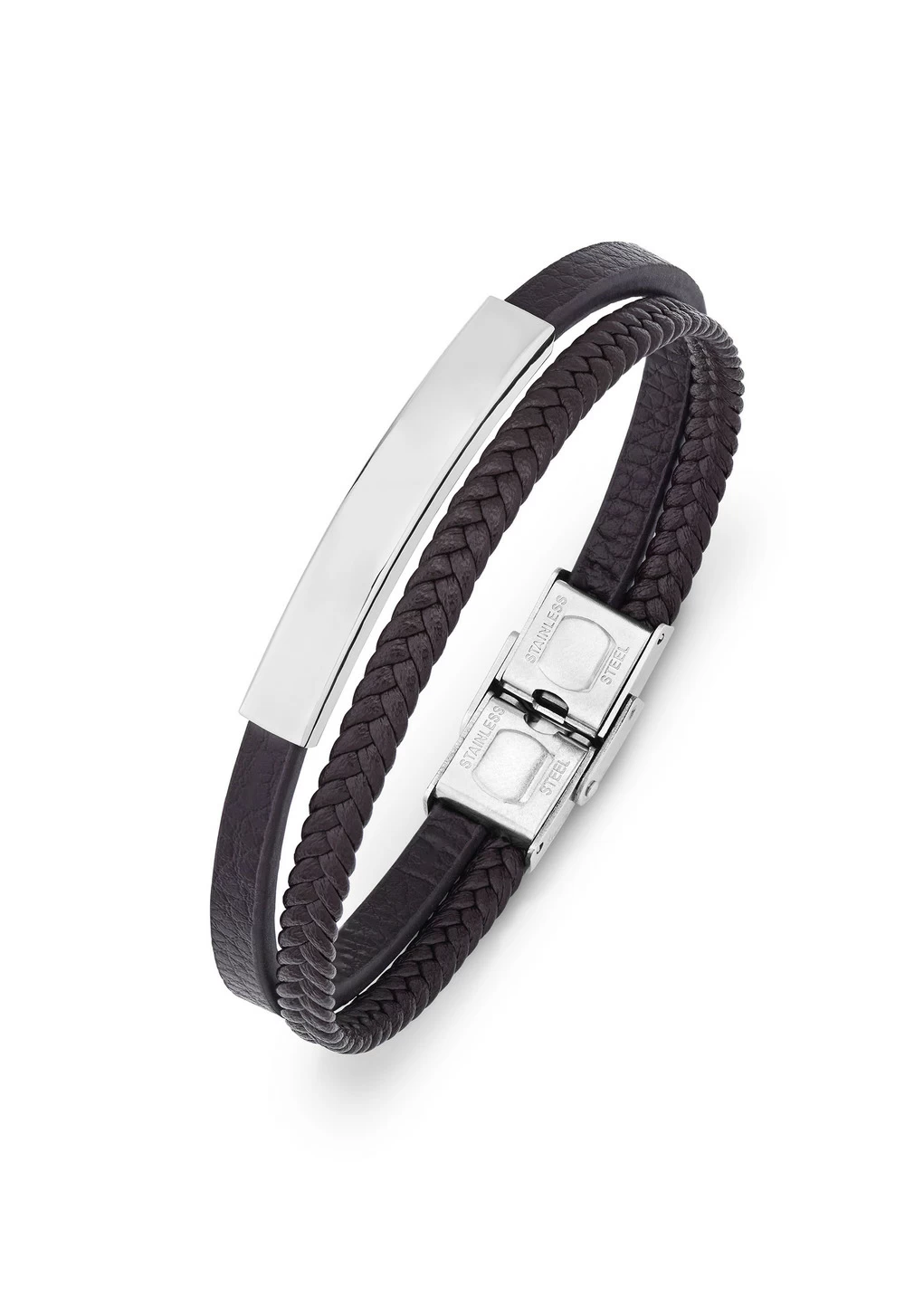 Modernes Leder-Armband mit Edelstahl