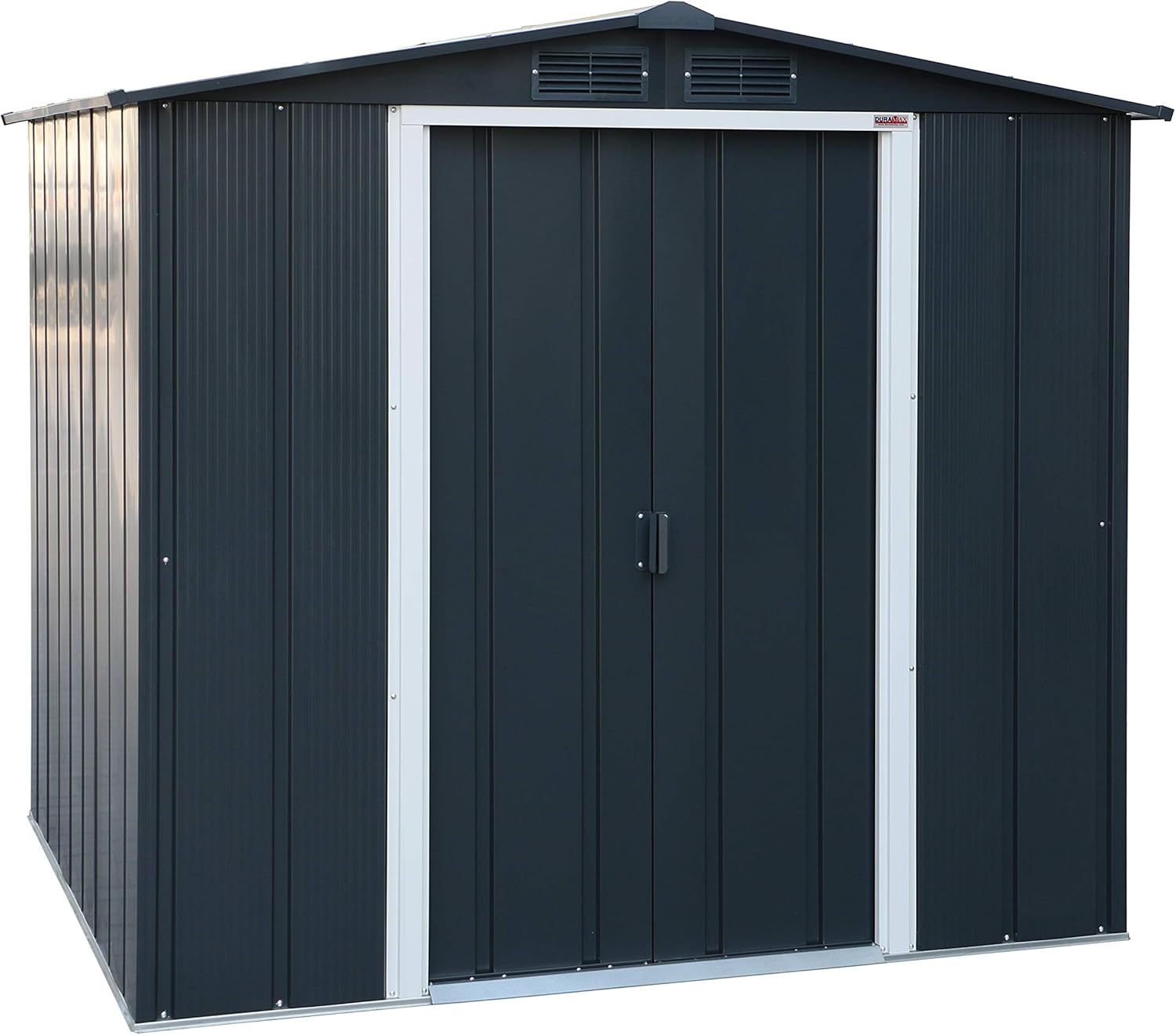 Duramax ECO 6 x 6 (3.33 m²) Metallgerätehaus, feuerverzinktes Metall gerätehaus - Geräteschuppen, verstärkte Dachkonstruktion, wartungsfreier und wetterfester Metallschuppen, Anthrazit