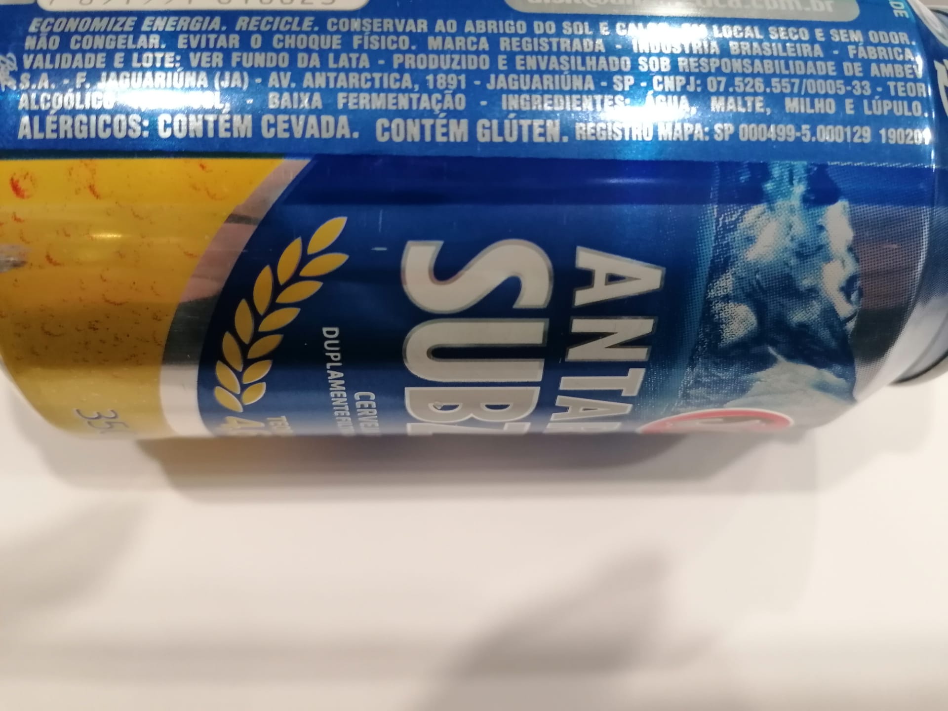 CERVEJA ANTARCTICA SUBZERO LATA BRASIL 0.35L