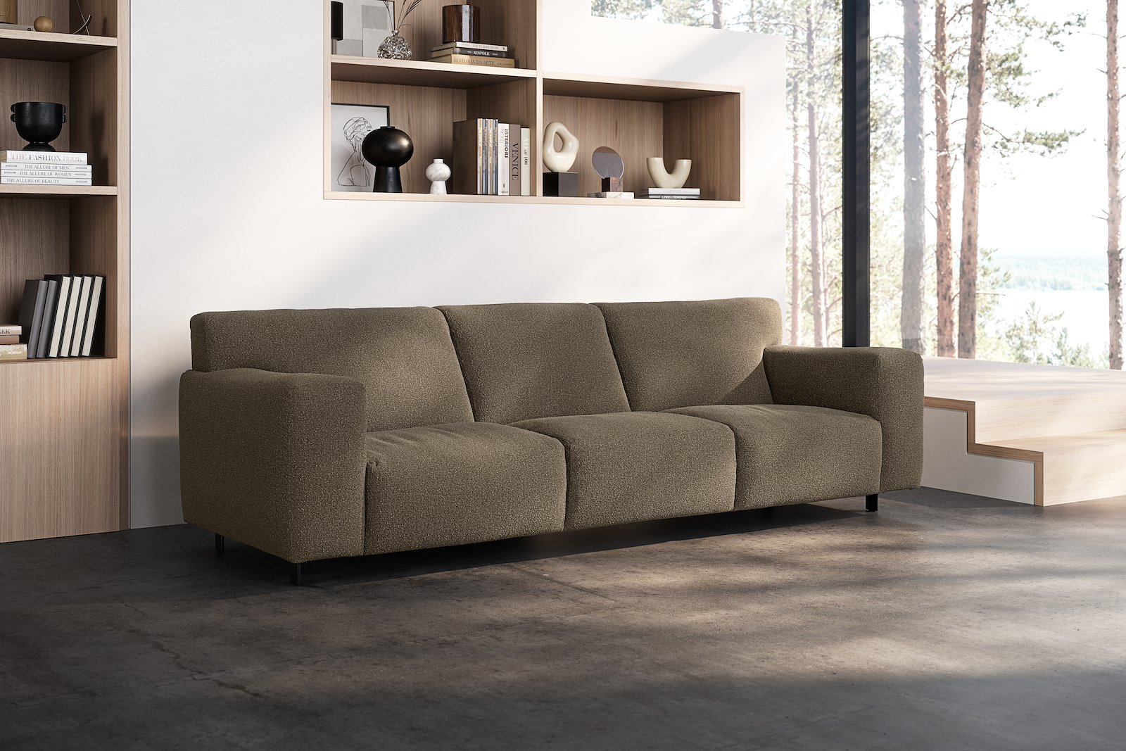 Vesta 4-seter I Tekstil Gianni Mole, standardsøm, sort metallben 10 cm, Comfort CM