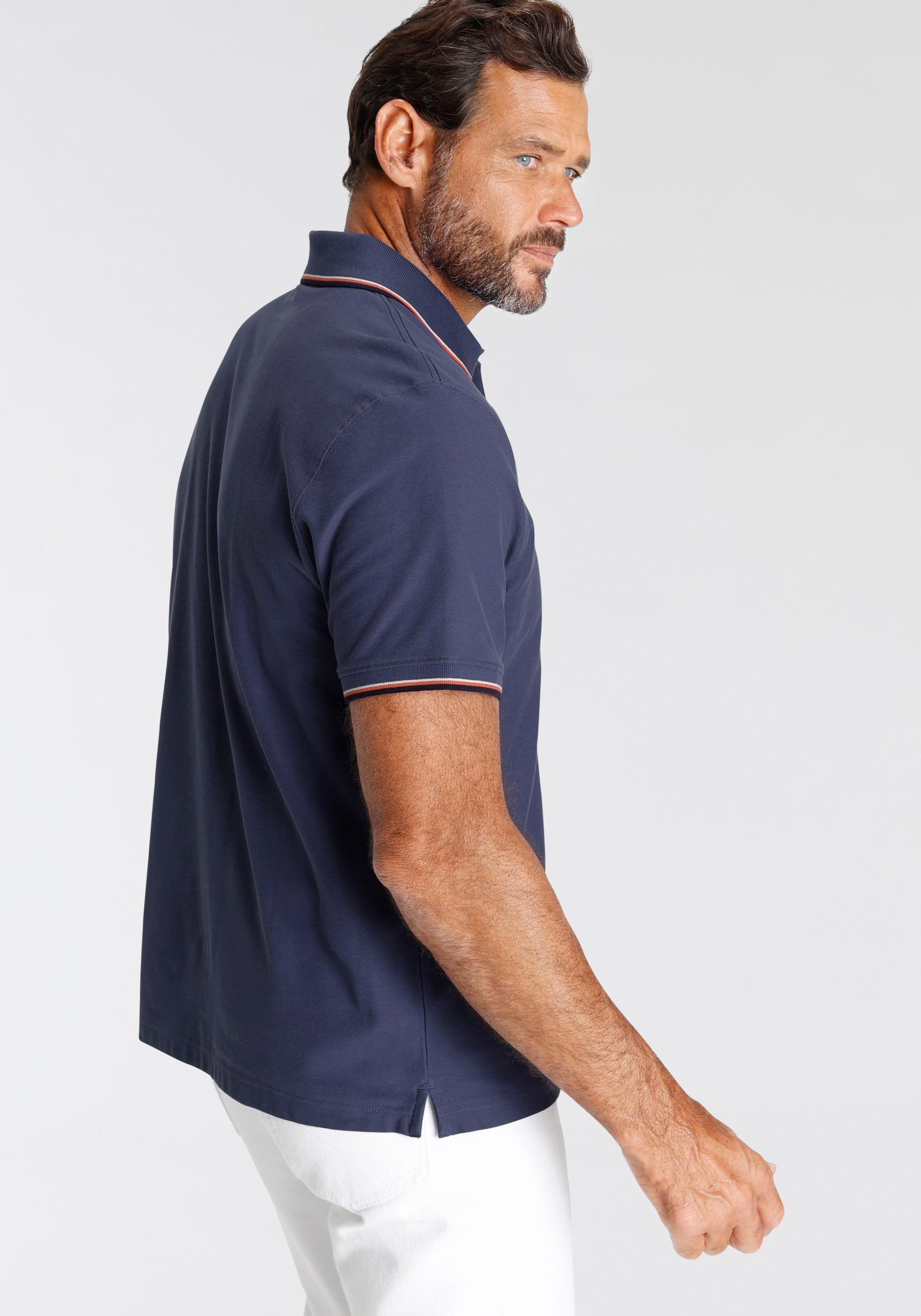 Man's World Poloshirt , Kurzarm,  mit coolem Print,  Polokragen,  aus Piqué-Stoff