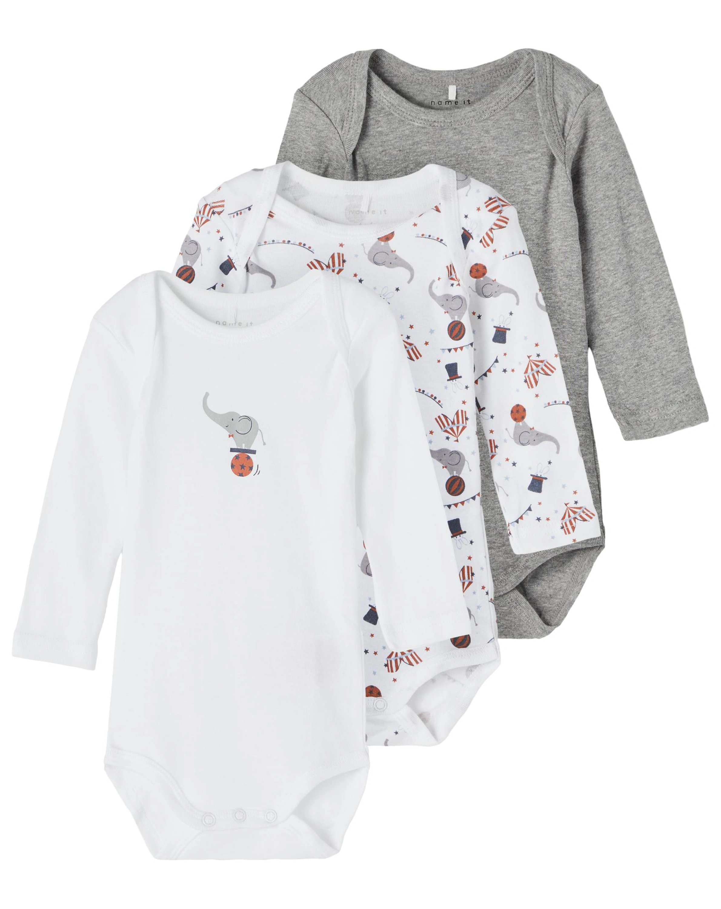Langarm-Body NBFBODY  ZIRKUS 3er-Pack in grey melange