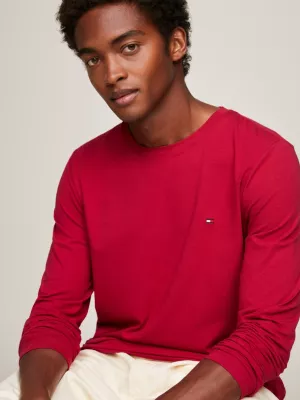 Camiseta de manga comprida com estampa da bandeira, modelagem extra slim fit.