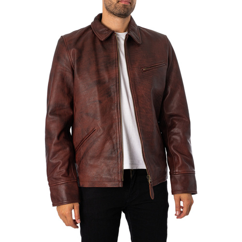 Schott - Chaqueta De Cuero Vintage Rojo