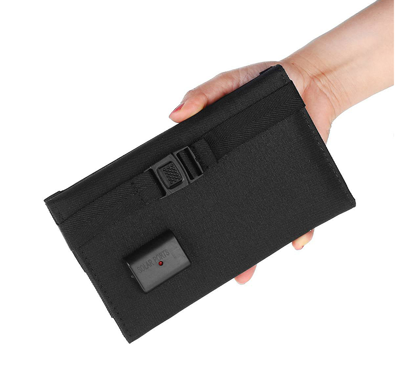(20W) Faltbares Solar Panel Sonnenkollektor mit USB A Anschluss   Karabiner Haken - Schwarz