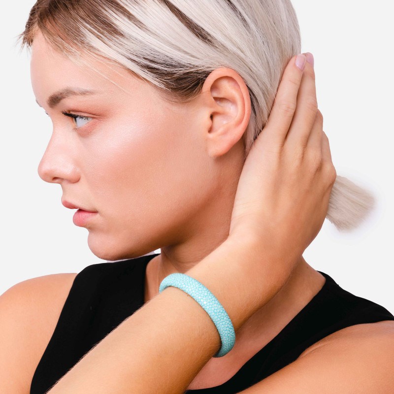 Bracelet Galuchat turquoise 10
