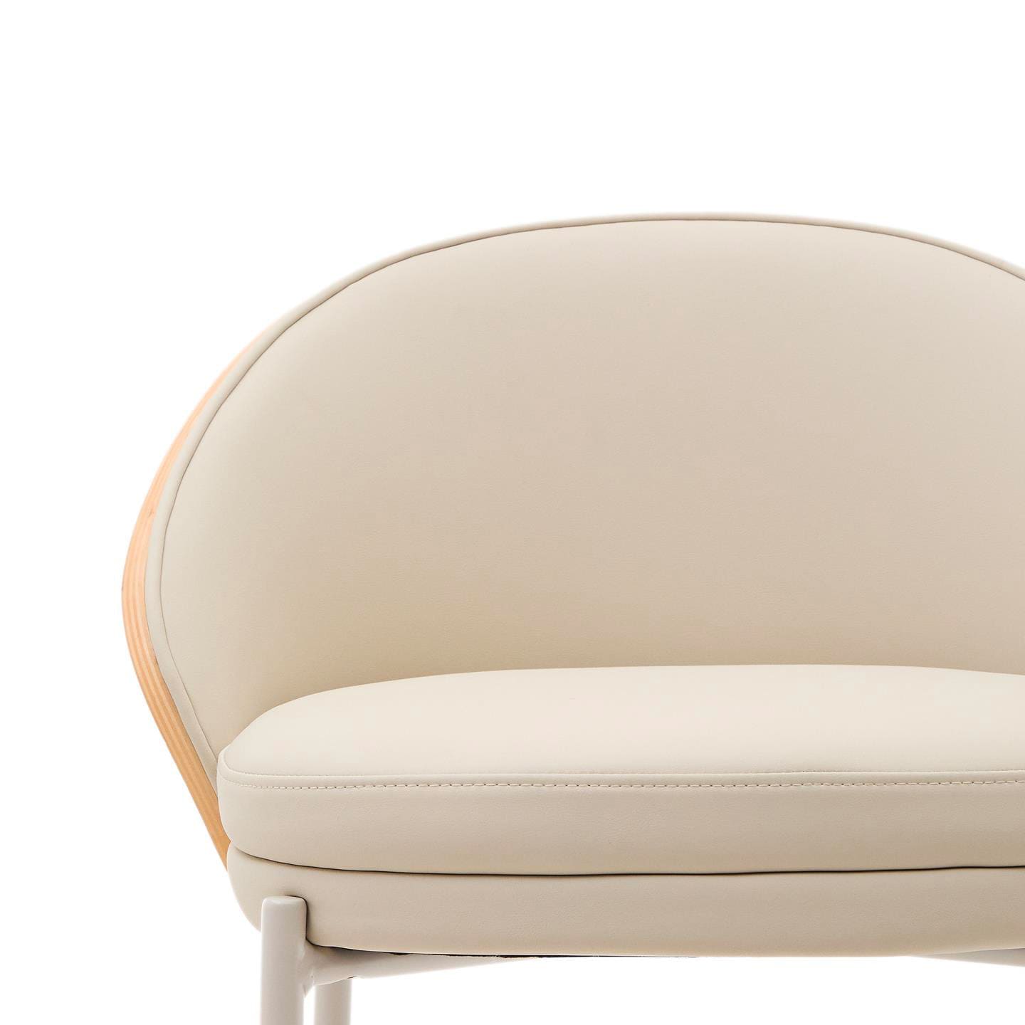 Kave Home Barhocker EAMY Lederlook beige/Metall weiß