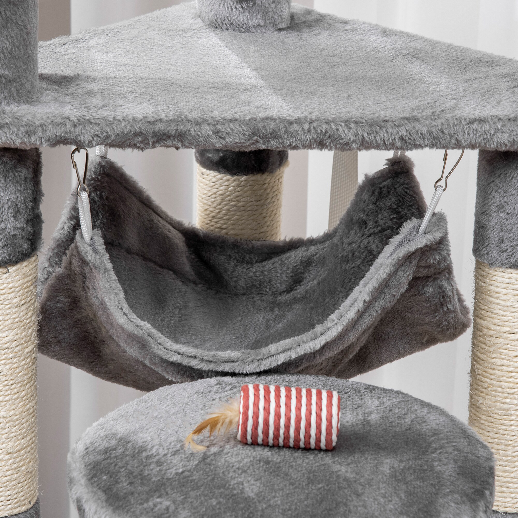 PawHut Katzenbaum mit Hängematte grau 40 x 40 x 132 cm (LxBxH)