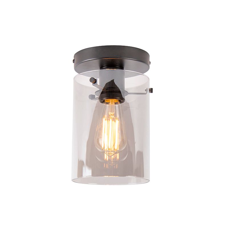 Smart plafondlamp zwart met smoke glas incl. Wifi ST64 - Dome